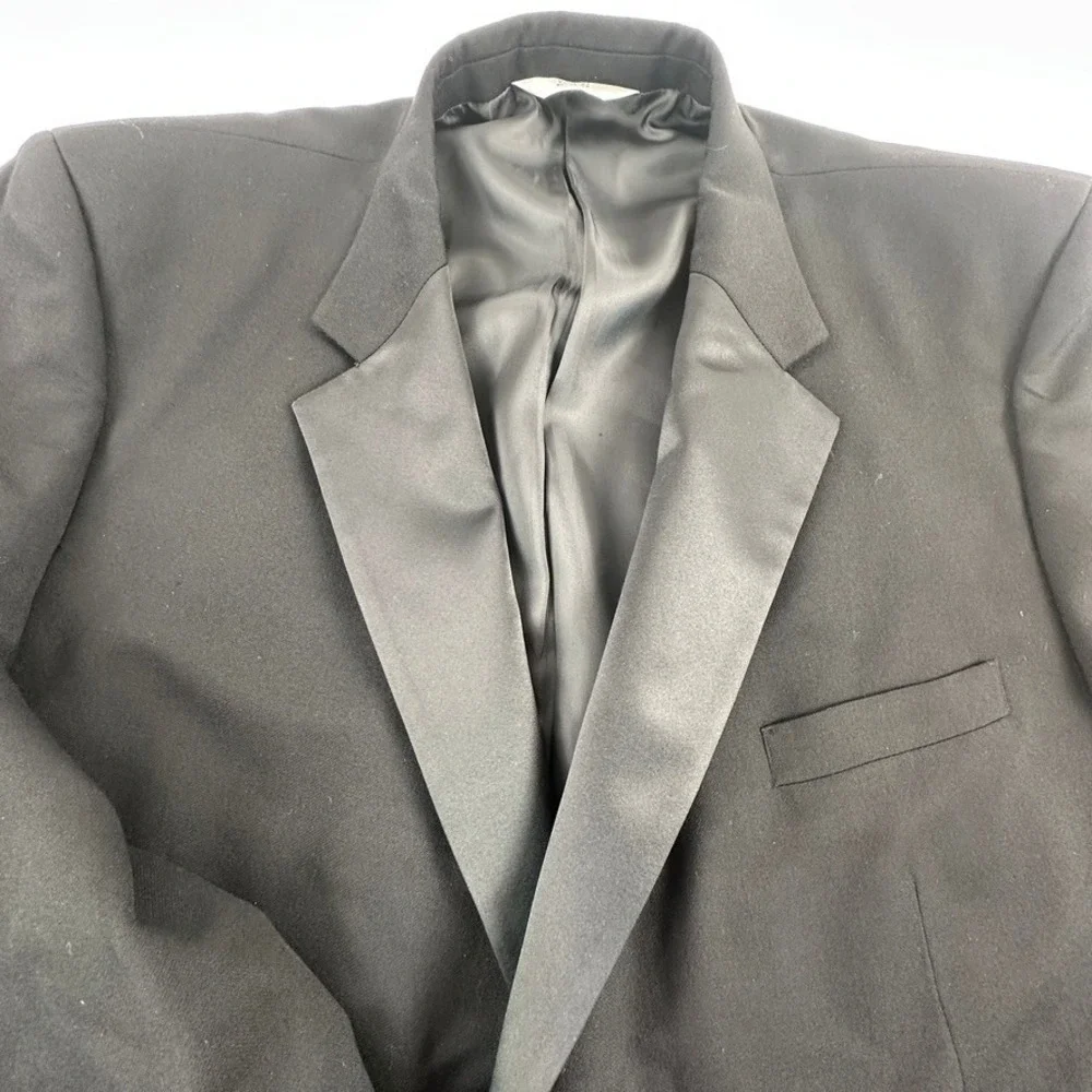 Versini Mens‎ Tuxedo 52L Jacket Black Wool 2 Piece Blazer Pants 53 x 24 Short
